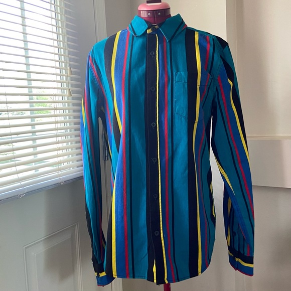 Bluenotes multicoloured stripes long sleeves button down shirt. Size S. Used. - Picture 1 of 9